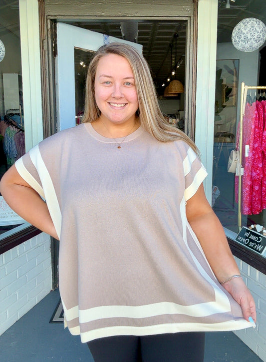 Latte Knit Sweater Top, Plus