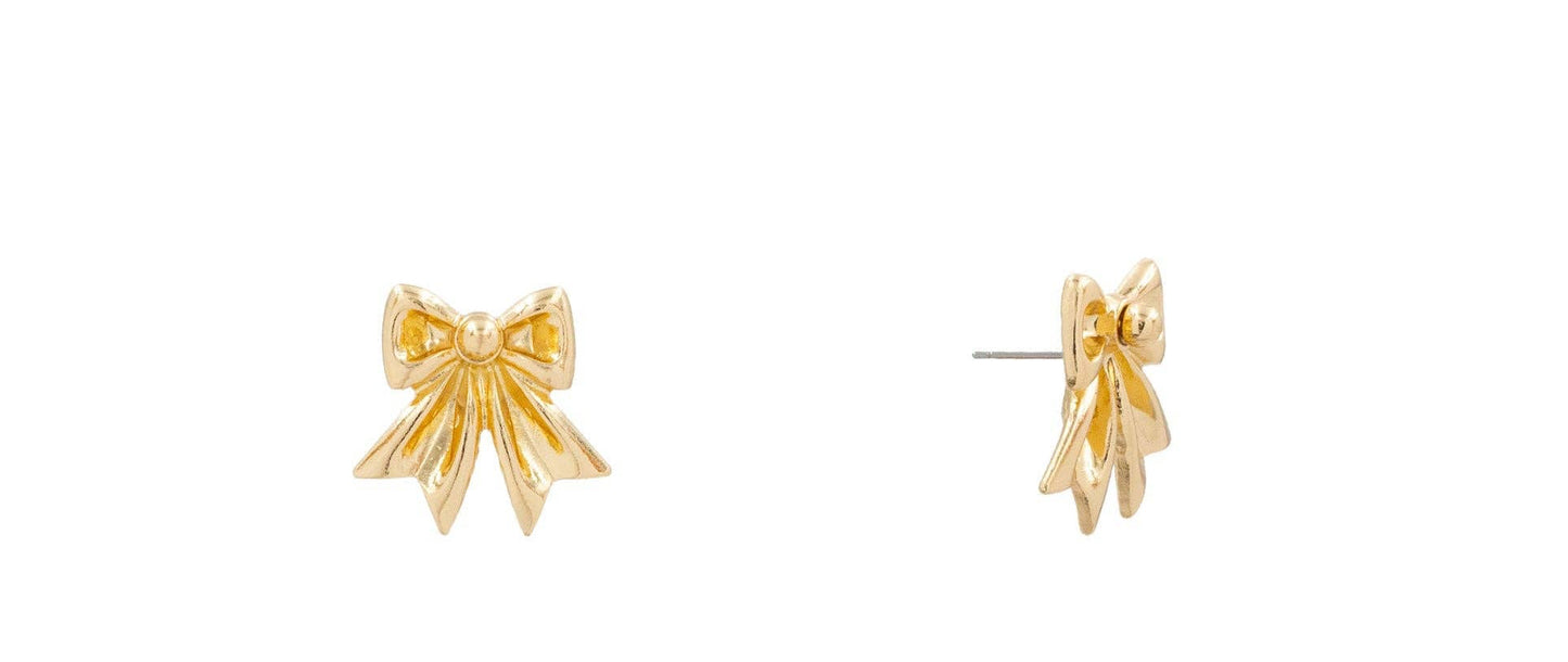 Gold Metal 1" Bow Stud Earring