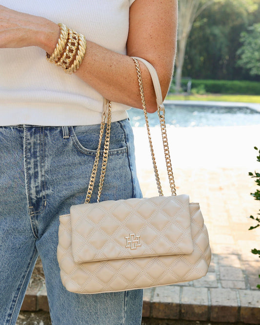 Leigh Quilted Nude Crossbody