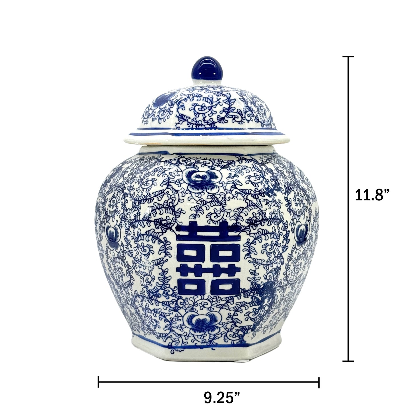 Blue & White Chinoiserie Porcelain Jar 12"