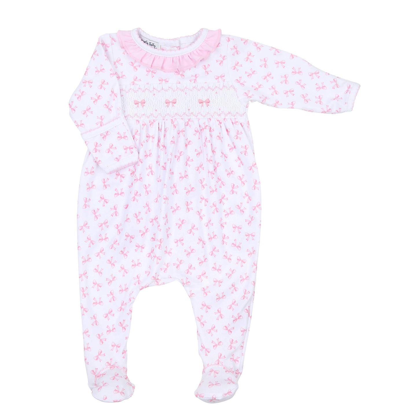 Baby Bows Smocked Ruffle Footie