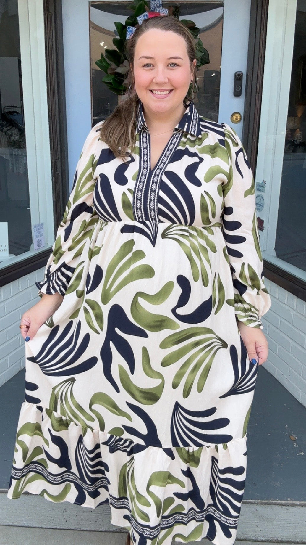 Olive Meadow Midi Dress
