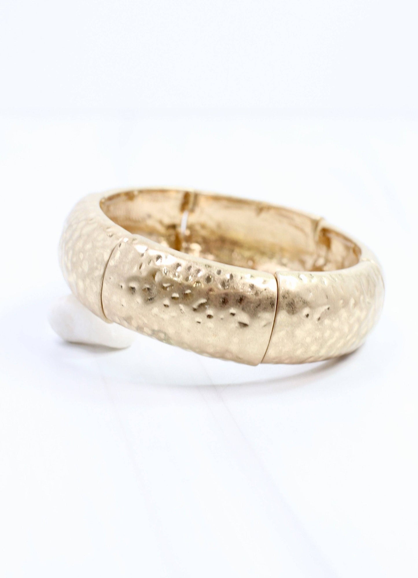 Grayson Hammered Stretch Bracelet, Worn Gold