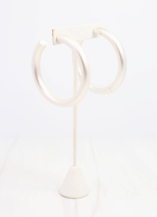 Chantell Hoop Earring, Matte Silver