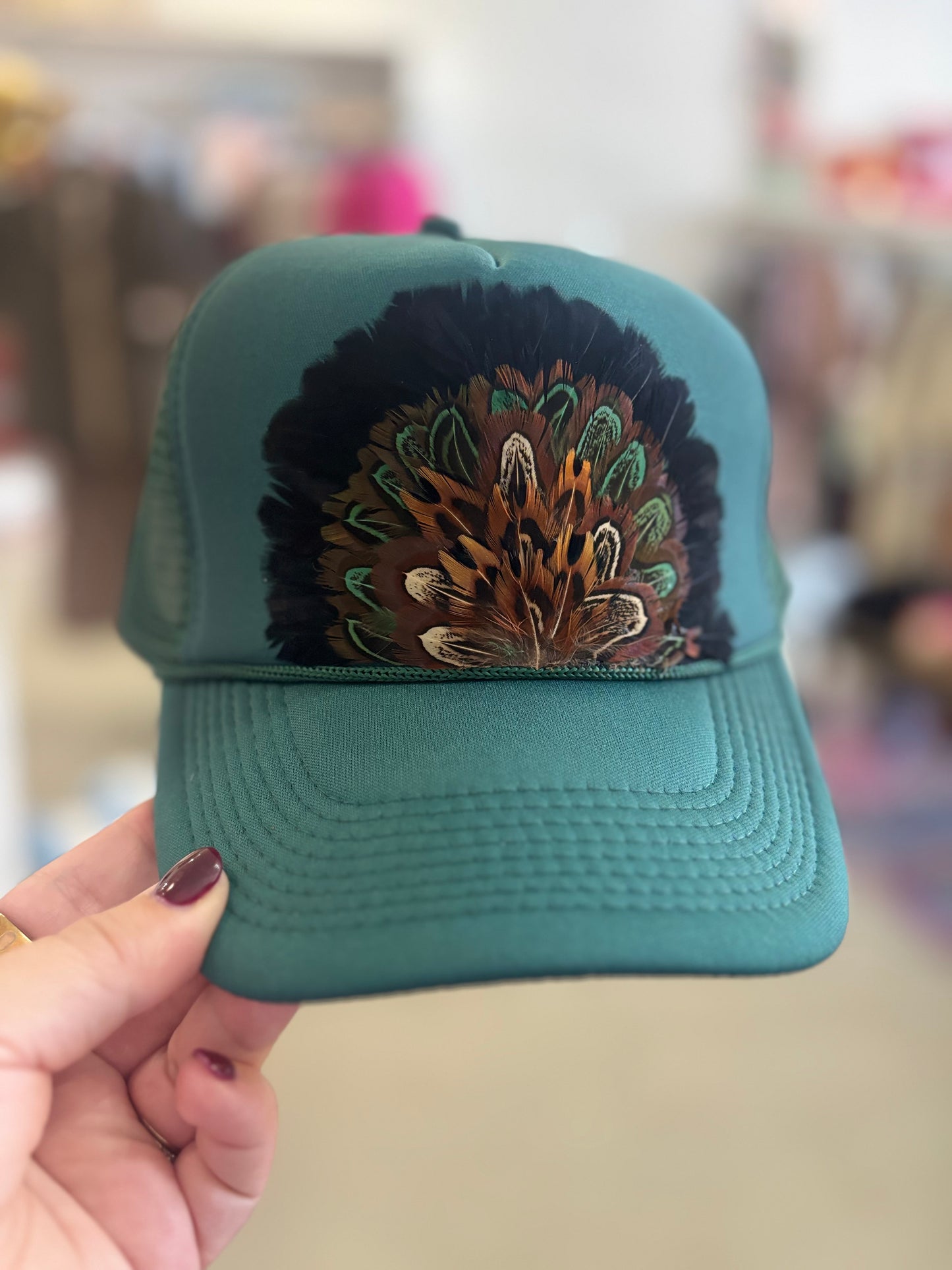 Emerald Green, Feather Trucker Hat
