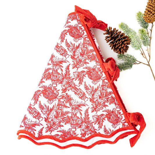 Nutcracker Toile Quilted Tree Skirt