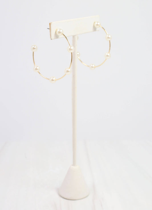 Donald Pearl Hoop Earring, Gold