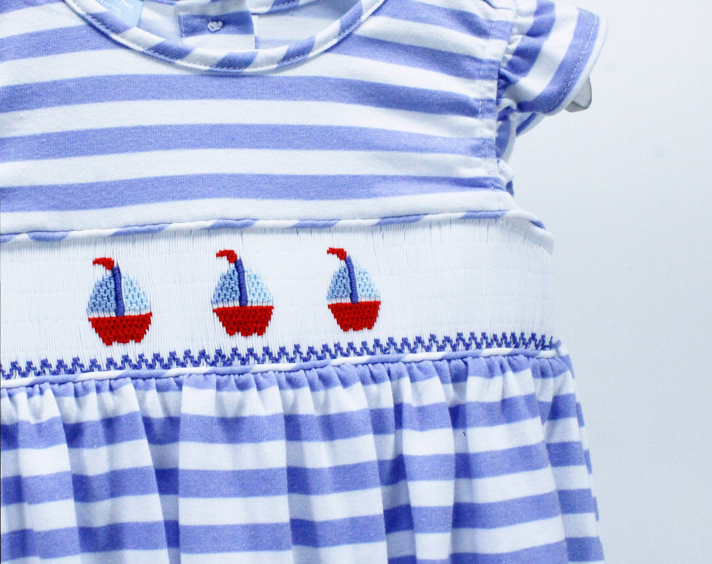 Happy Sailboat Girls Smocked Bubble