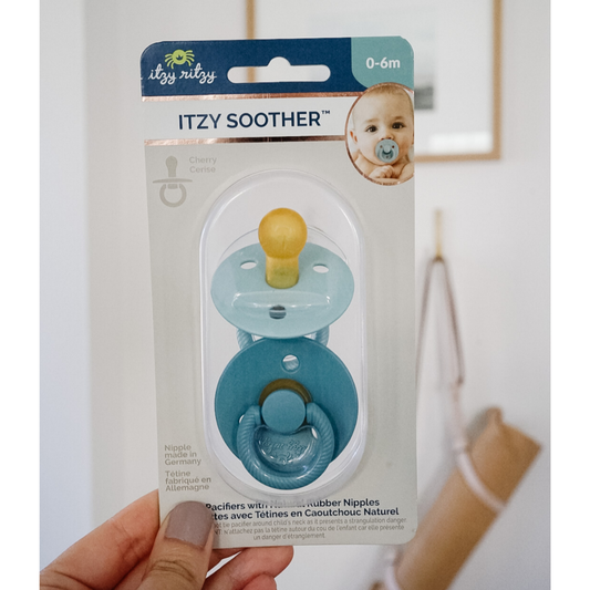 Itzy Soother, Natural Rubber Paci Set: Harbor + Coast