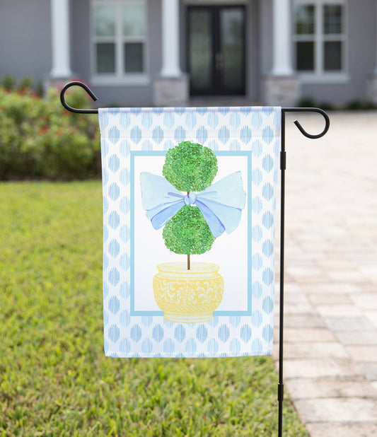 Blue Bow Topiary Garden Flag