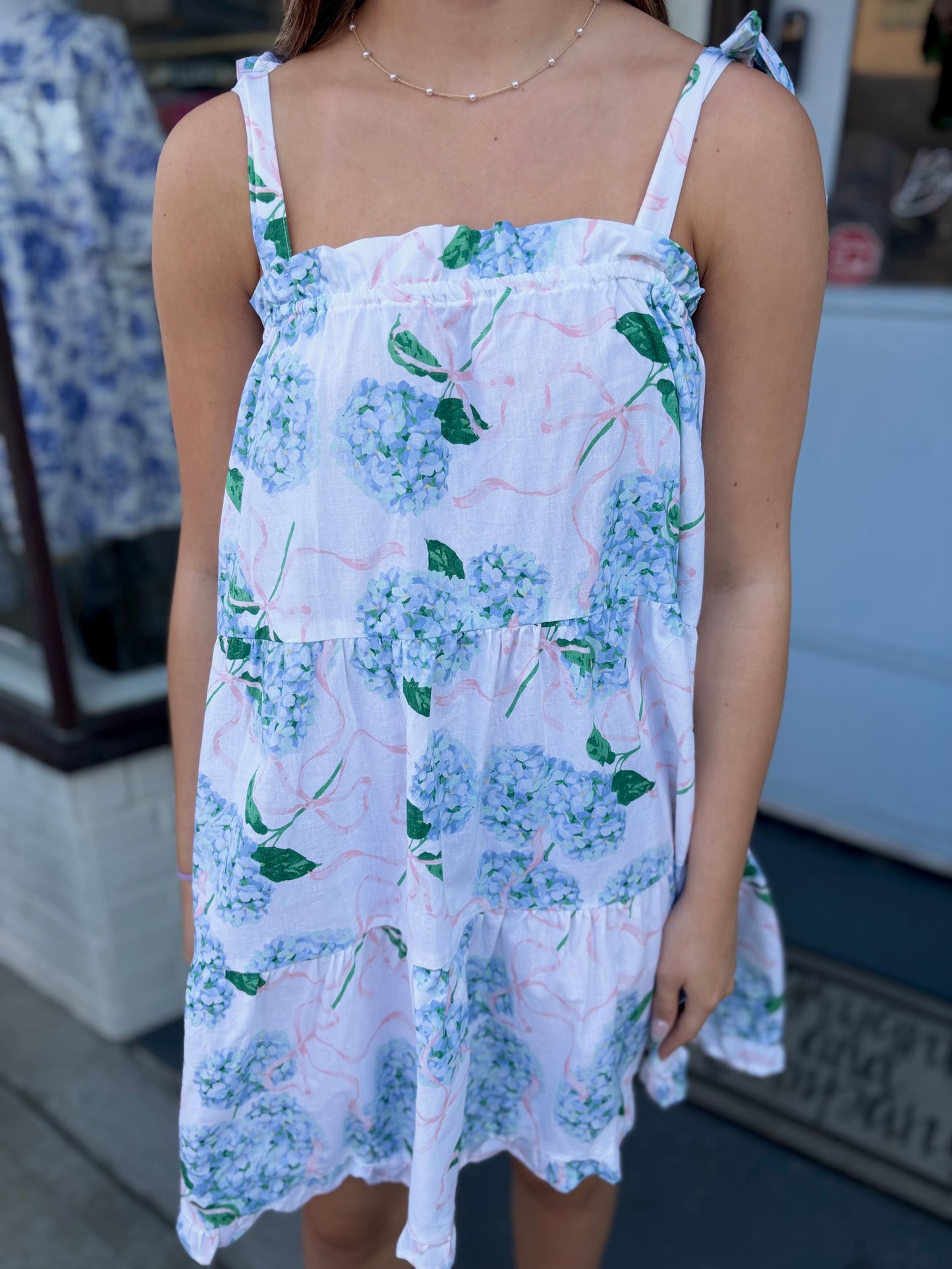 Hydrangea Ribbon Tie Dress