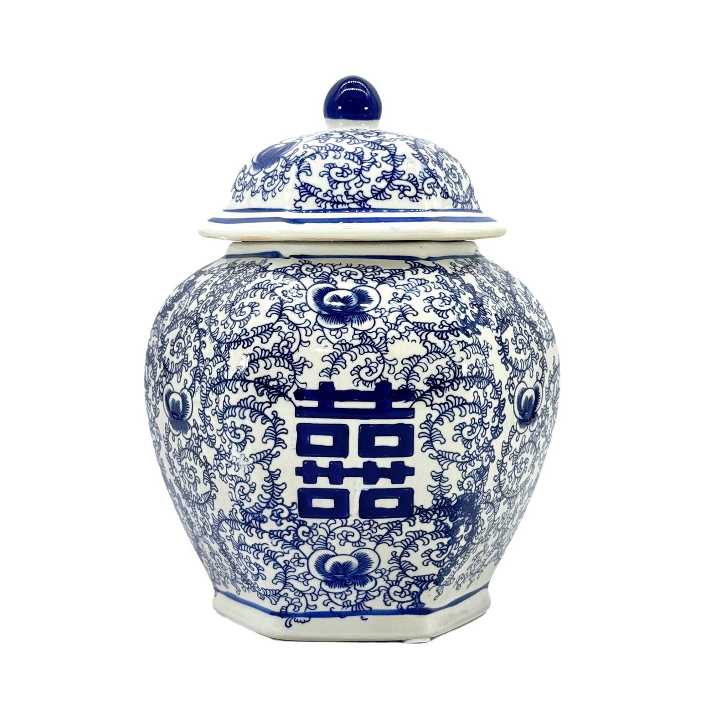 Blue & White Chinoiserie Porcelain Jar 12"