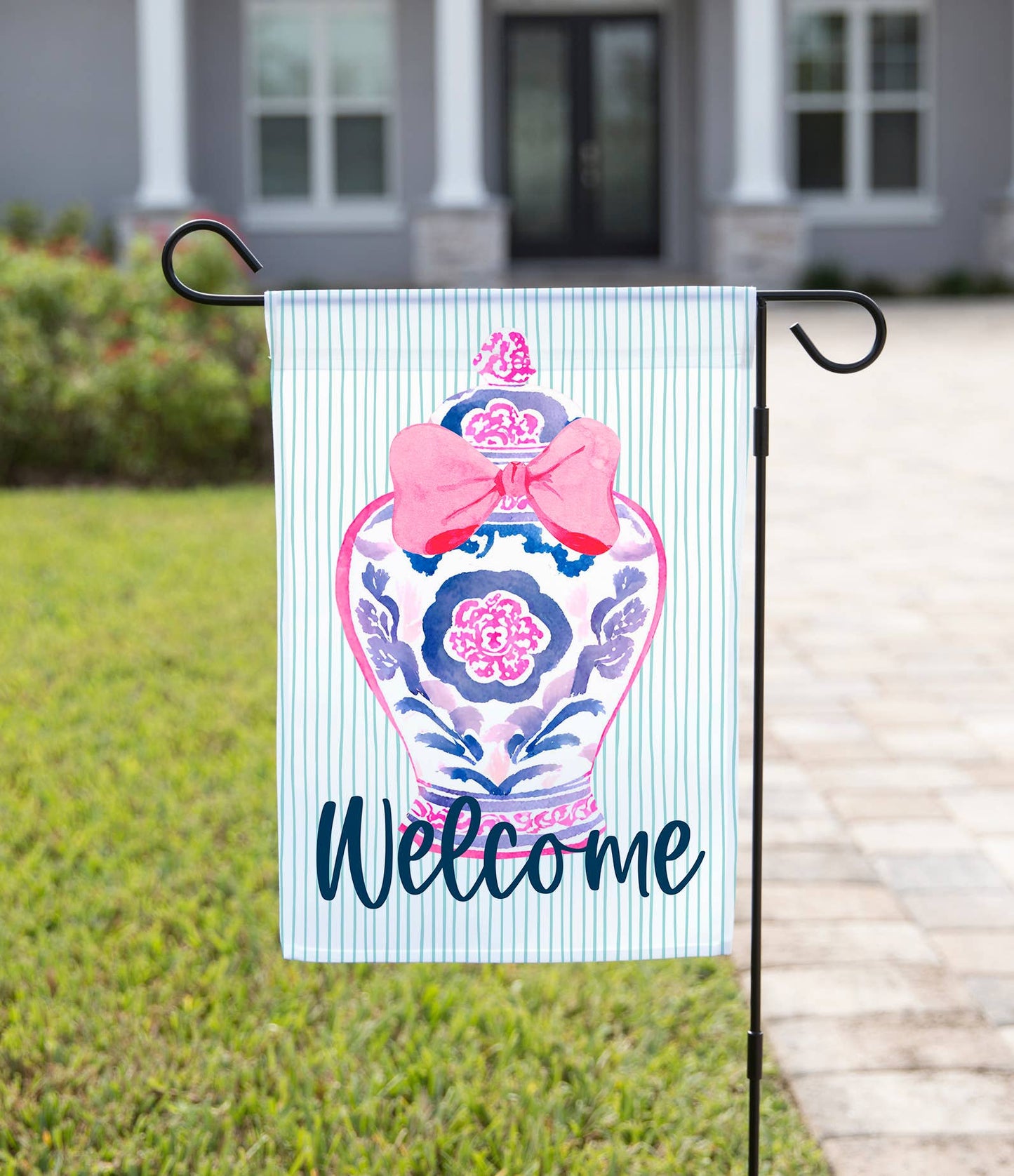 Pink & Blue Ginger Jar, Garden Flag