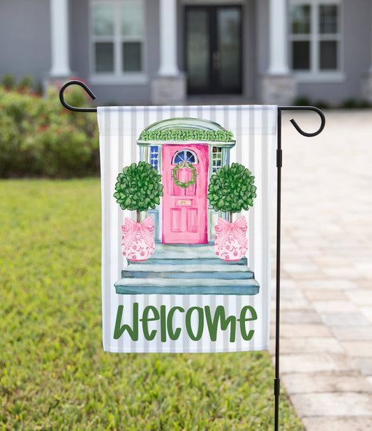 Pink Door Welcome Flag