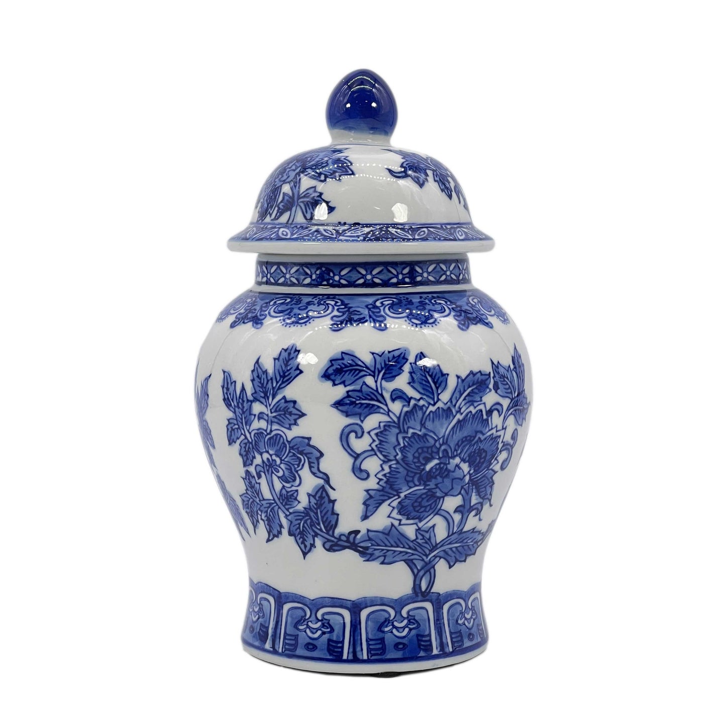 Chinoiserie Ceramic Decorative Ginger Jar 8"