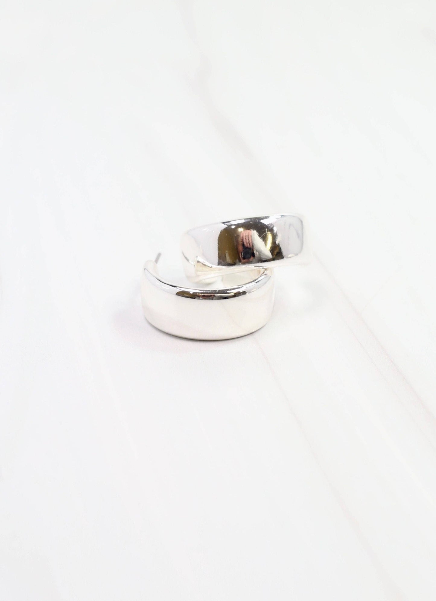 Trina Hoop Earring, Shiny Silver