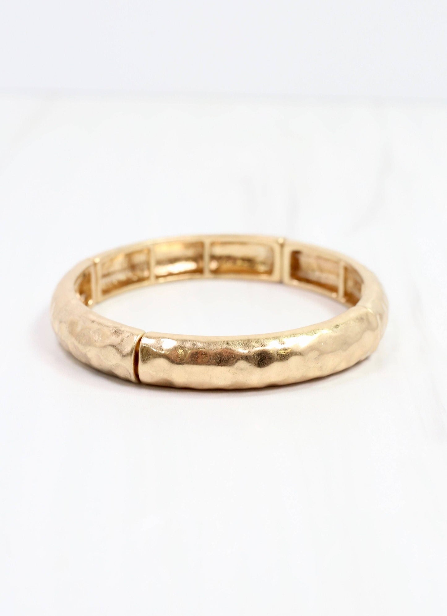 Tandy Hammered Stretch Bracelet, Worn Gold