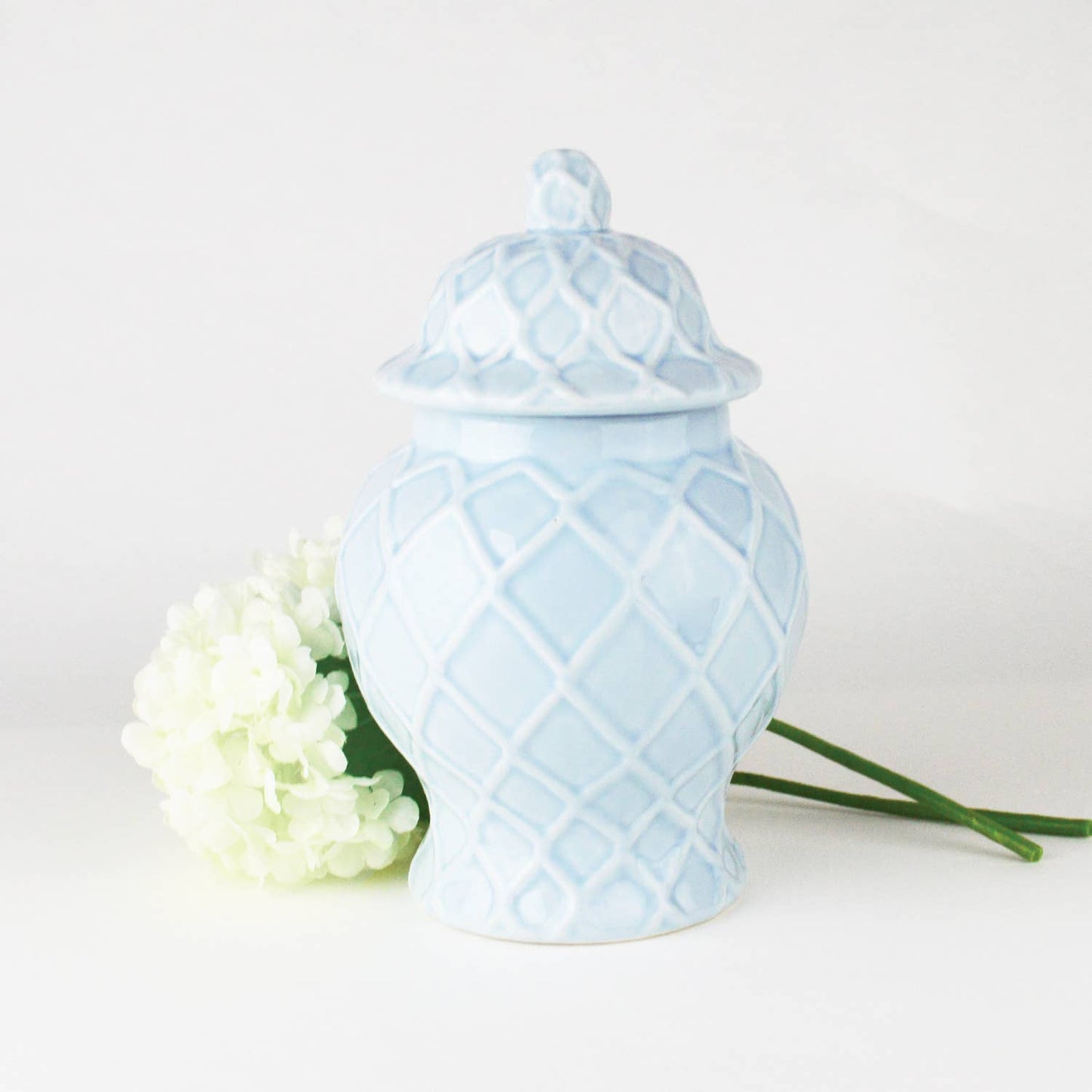Light Blue Textured Ginger Jar, Small