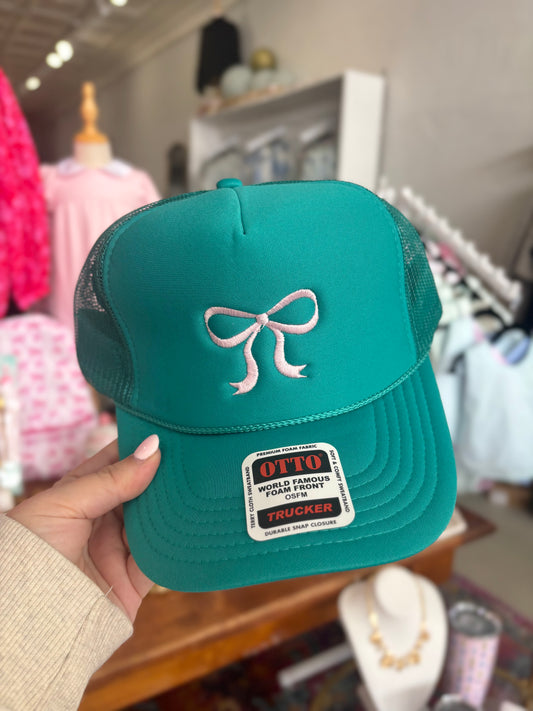 Bow Embroidered Trucker Hat!