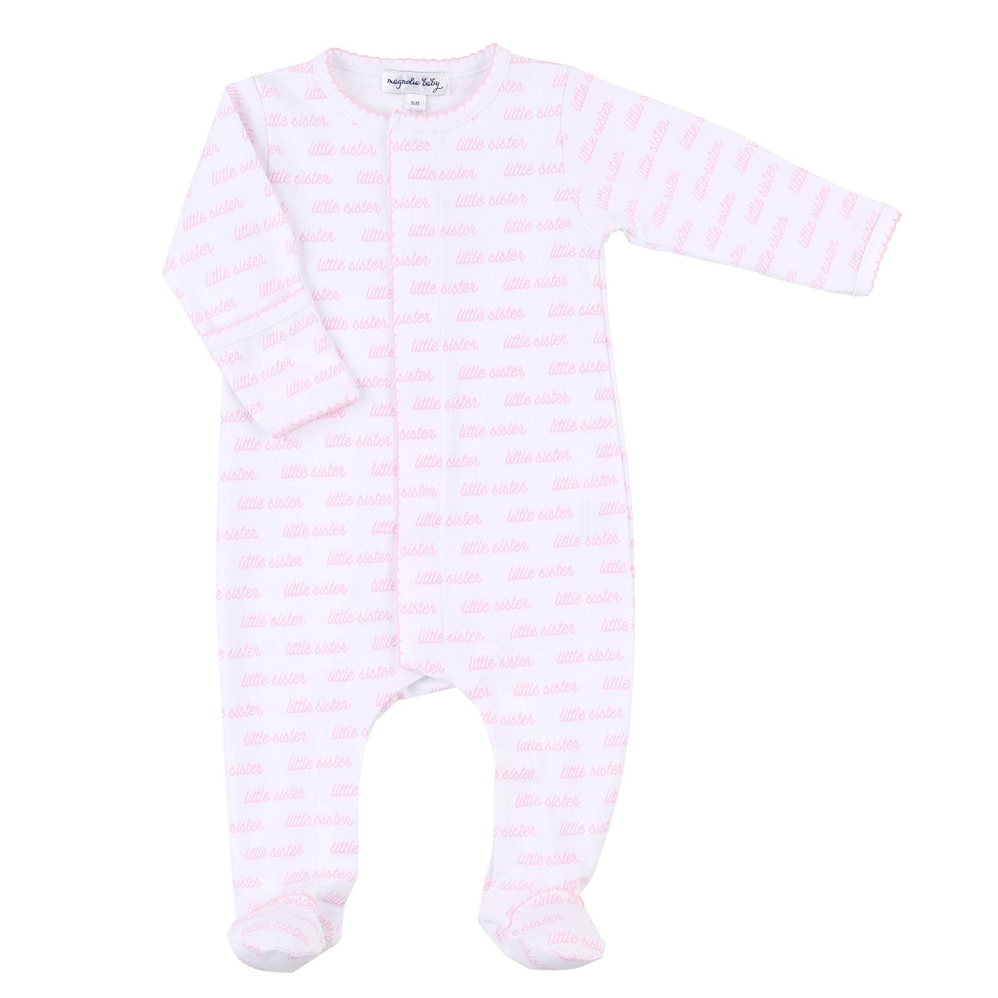 Little Sister Printed Footie: Pink / NB