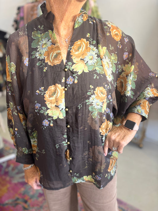 Chocolate Floral Blouse