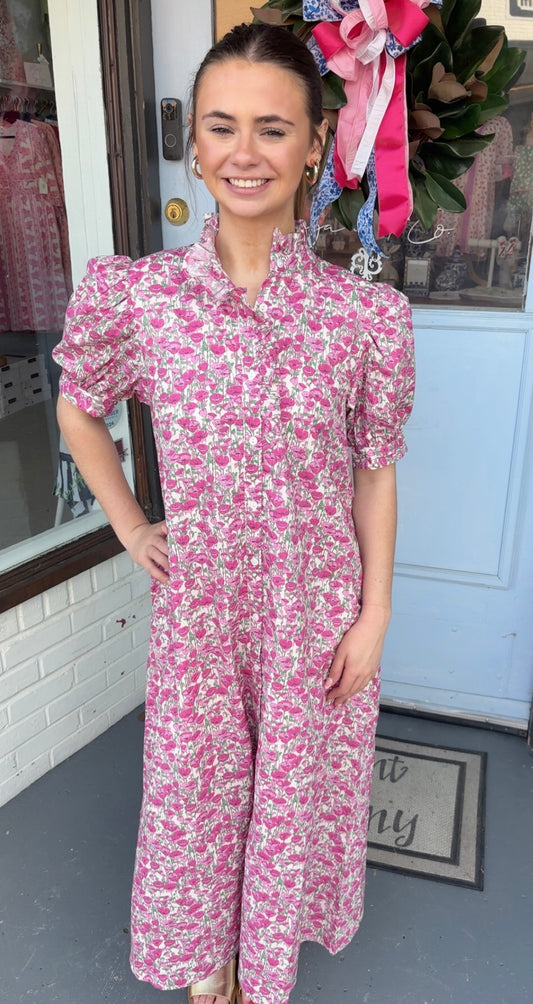 Pink Poppy Midi Dress