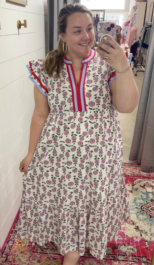 Red, White, & Blue Midi Dress