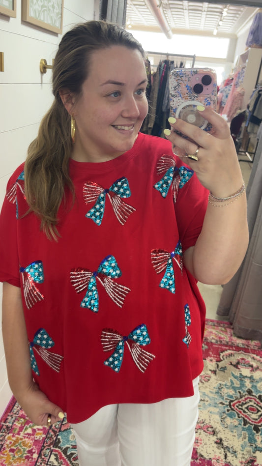 Patriotic Sparkle Bow Shirt