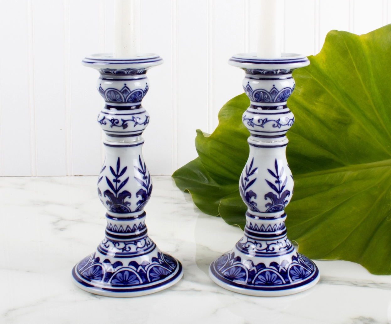 Blue & White Candle Stick (Short)