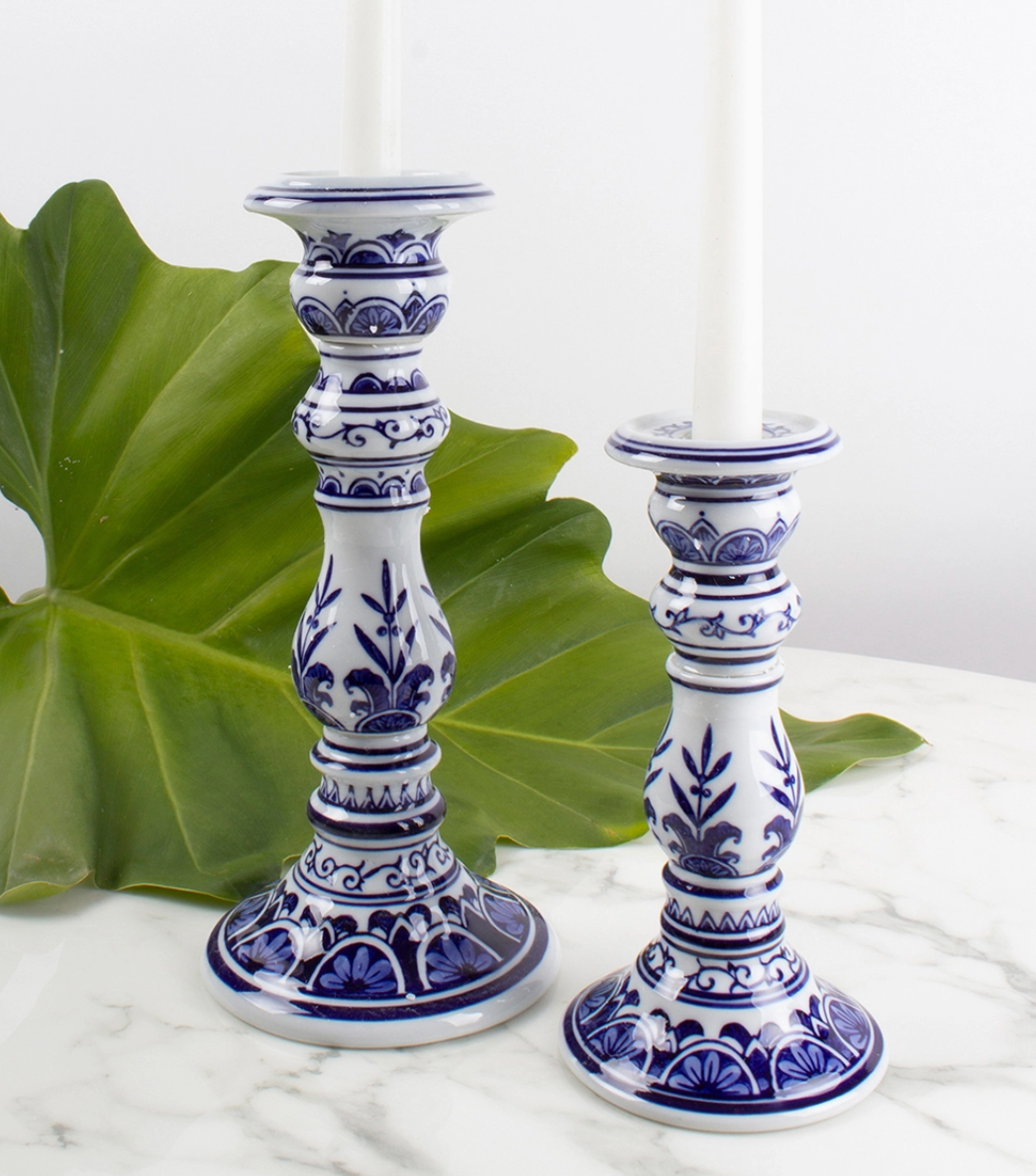 Blue & White Candle Stick (Short)