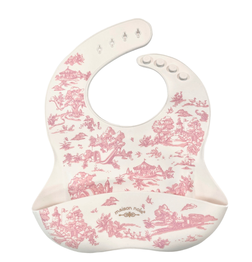 Pink Chinoiserie Silcone Bib