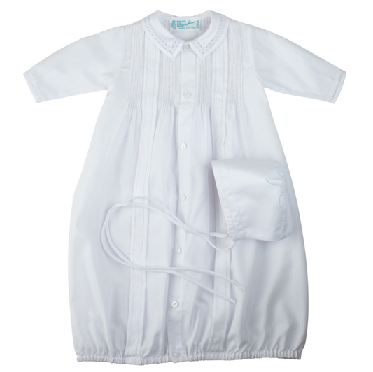 Boys Pintuck Yoke Take Me Home Gown with Bonnet