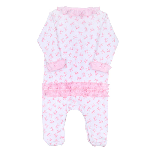 Baby Bows Printed Ruffle Footie