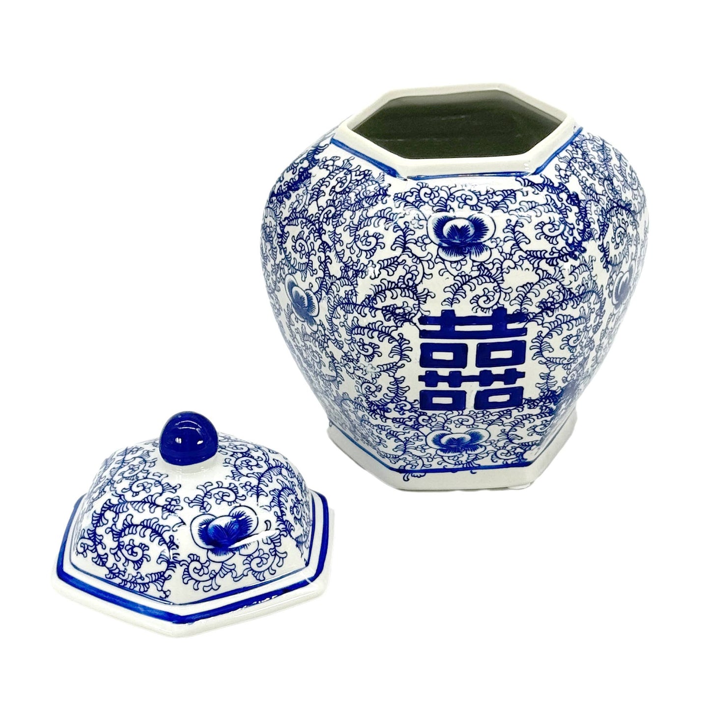 Blue & White Chinoiserie Porcelain Jar 12"
