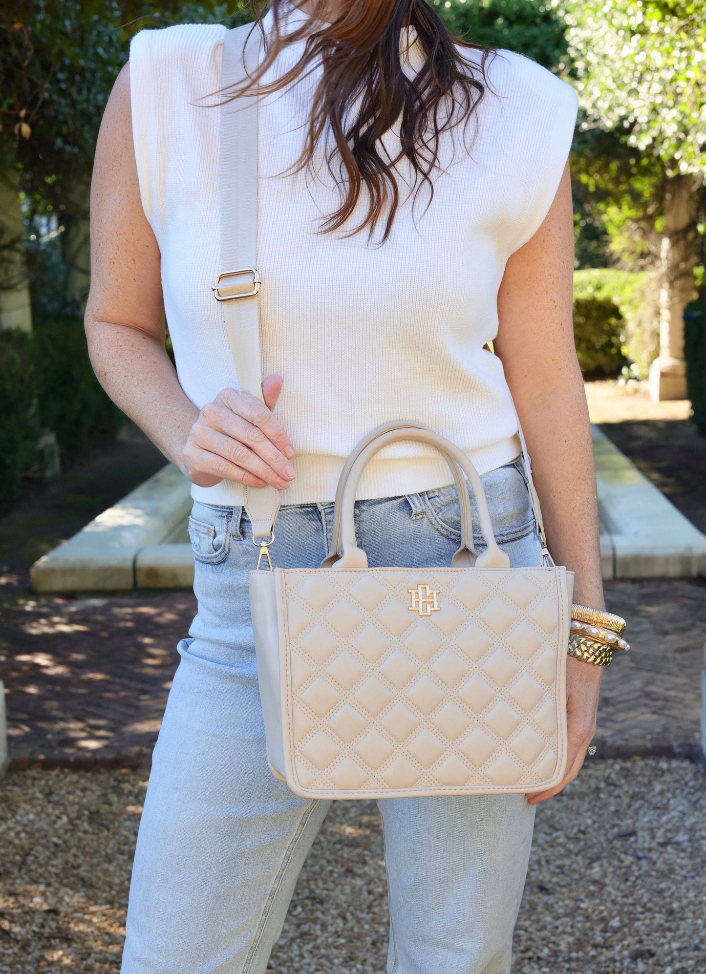 Nude Quilted Mini Tote