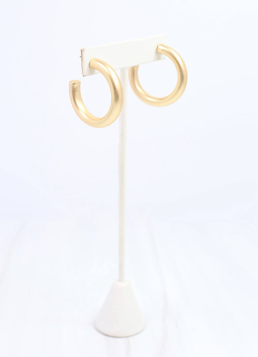 Staunton Hoop Earring, Matte Gold