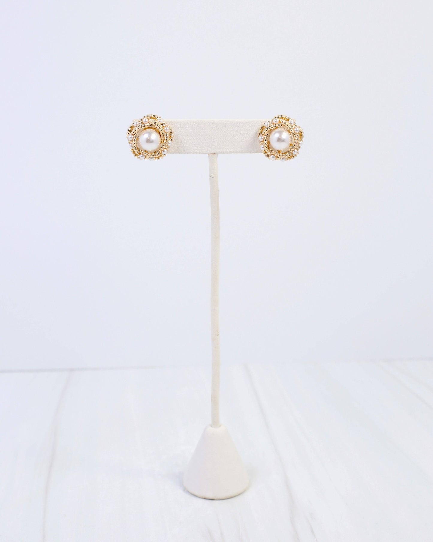 Dunkirk Embellished Pearl Stud Earring, Gold