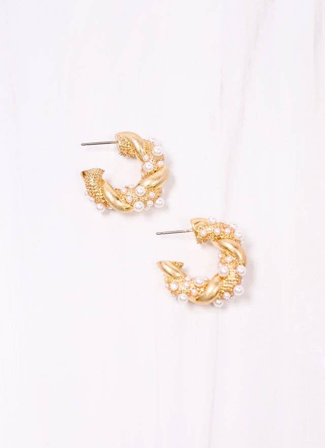 Coburn Twisted Hoop Earring with Pearls
