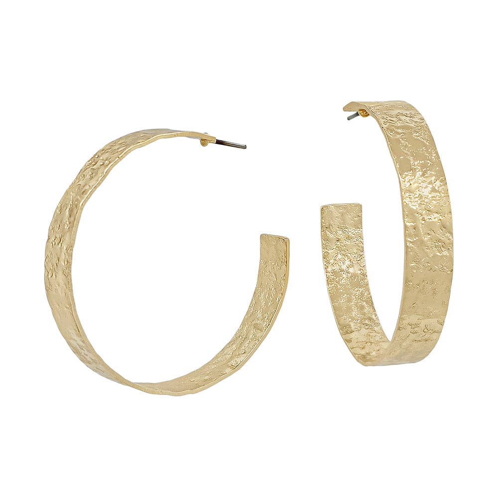 Gold Textured Hoop, Earring