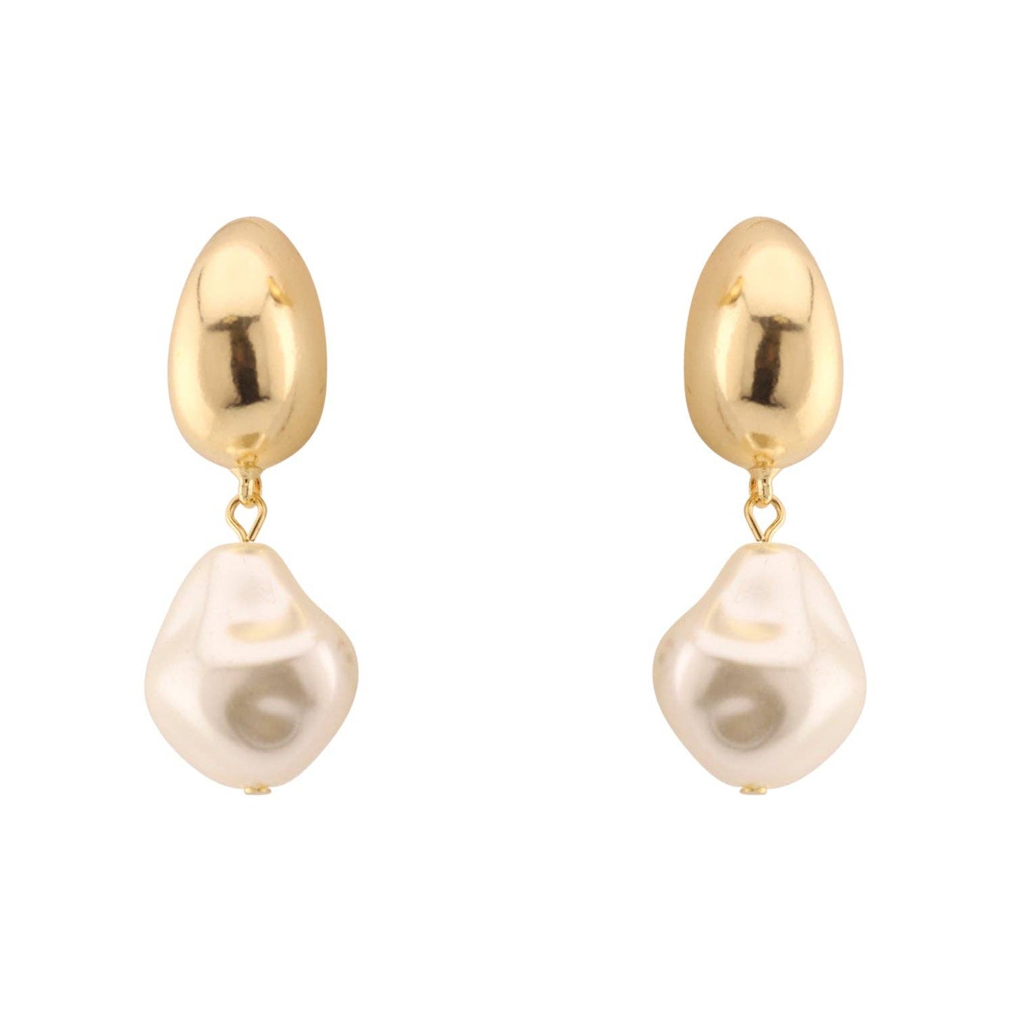 Gold Beaded with Freshwater Pearl, Earring