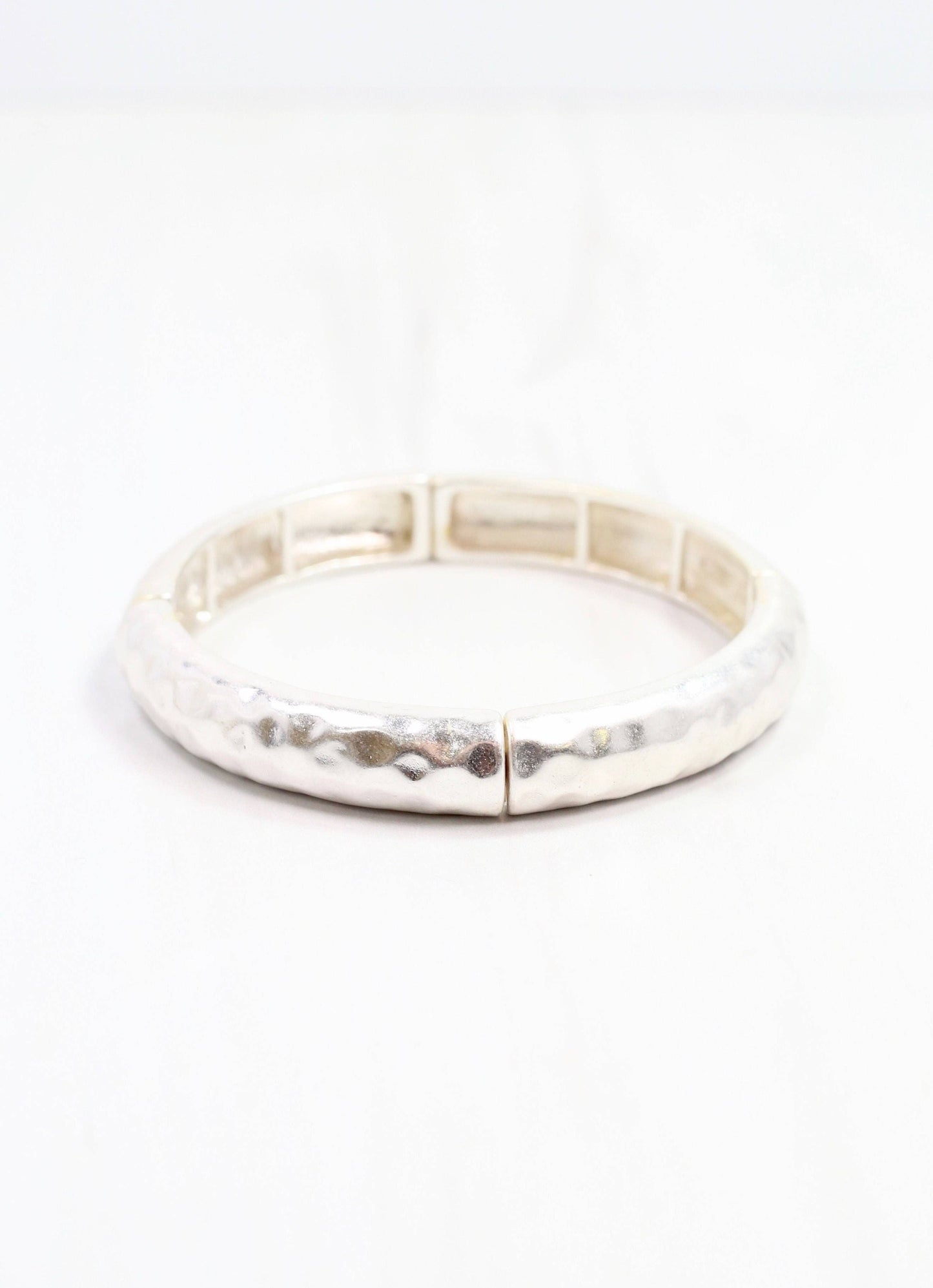 Tandy Hammered Stretch Bracelet, Worn Silver