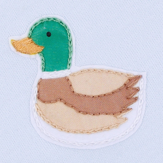 Mini Mallard Embroidered Bib - Light Blue