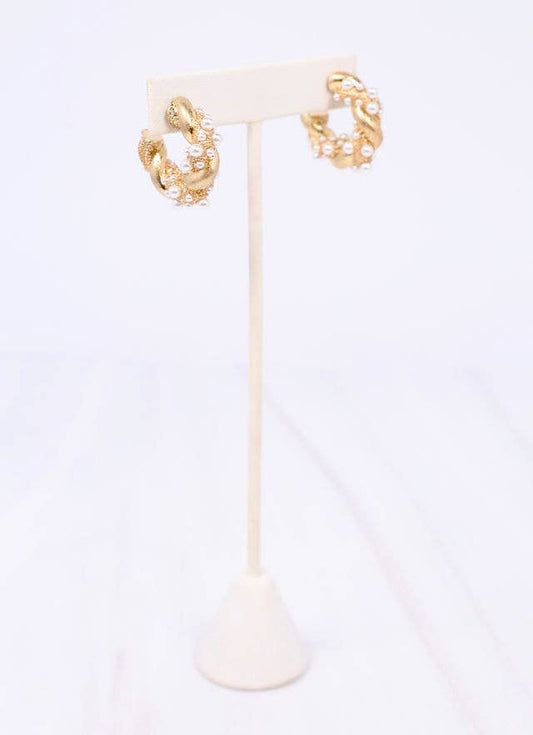 Coburn Twisted Hoop Earring with Pearls