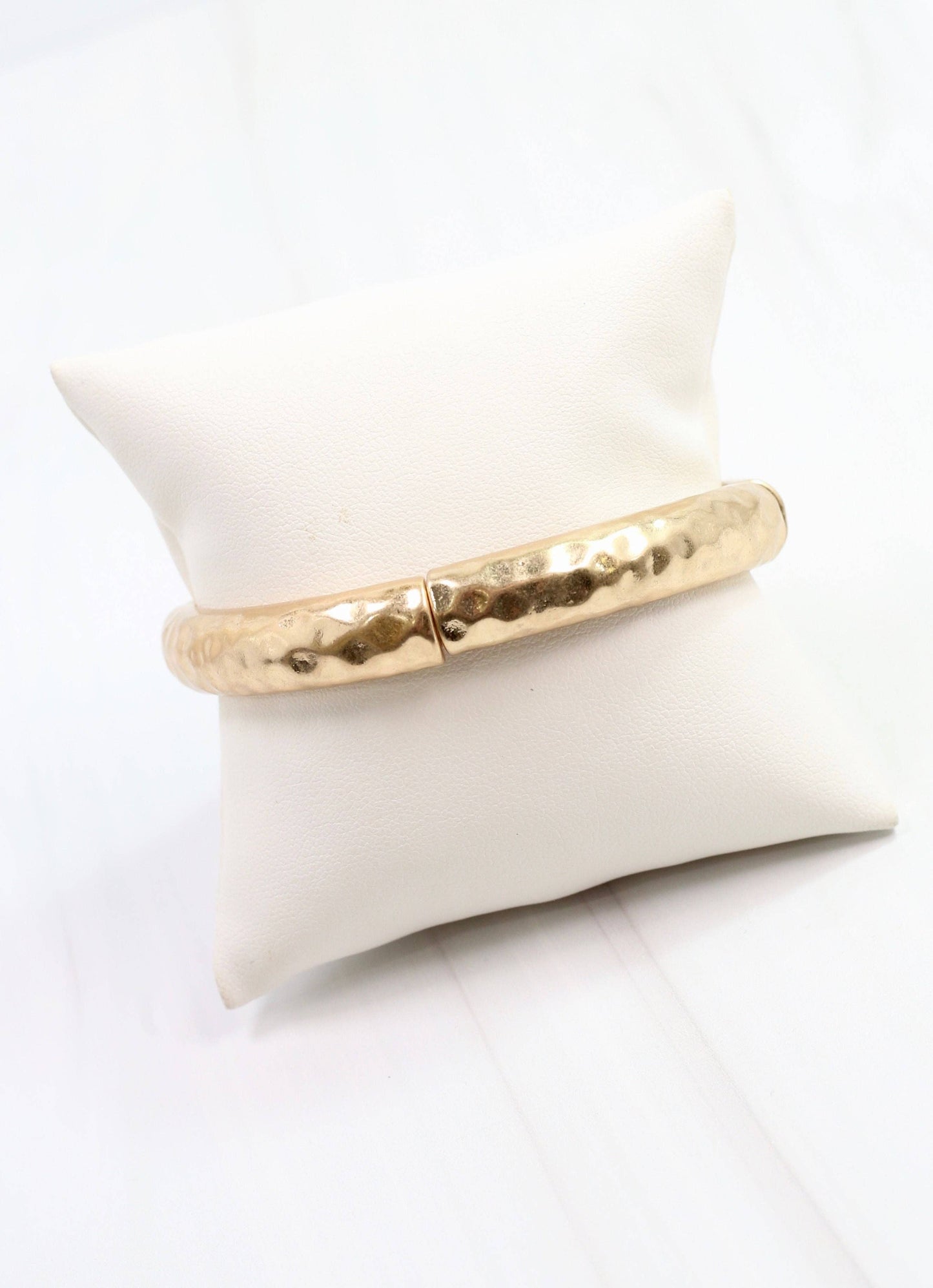 Tandy Hammered Stretch Bracelet, Worn Gold