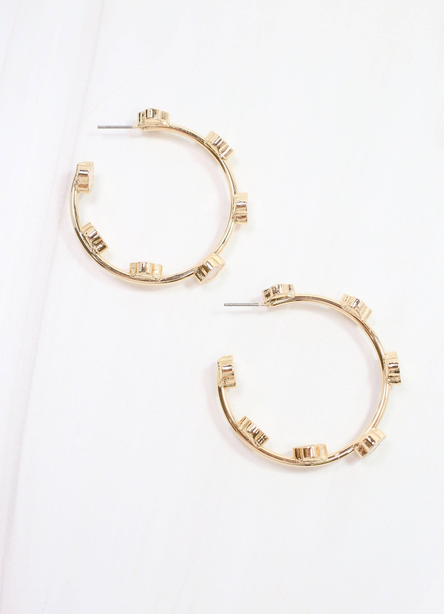 Stevens Clover Hoop Earring, Gold