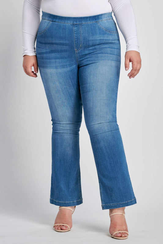 Mid-Rise, Medium Wash, Flare Jegging, PLUS