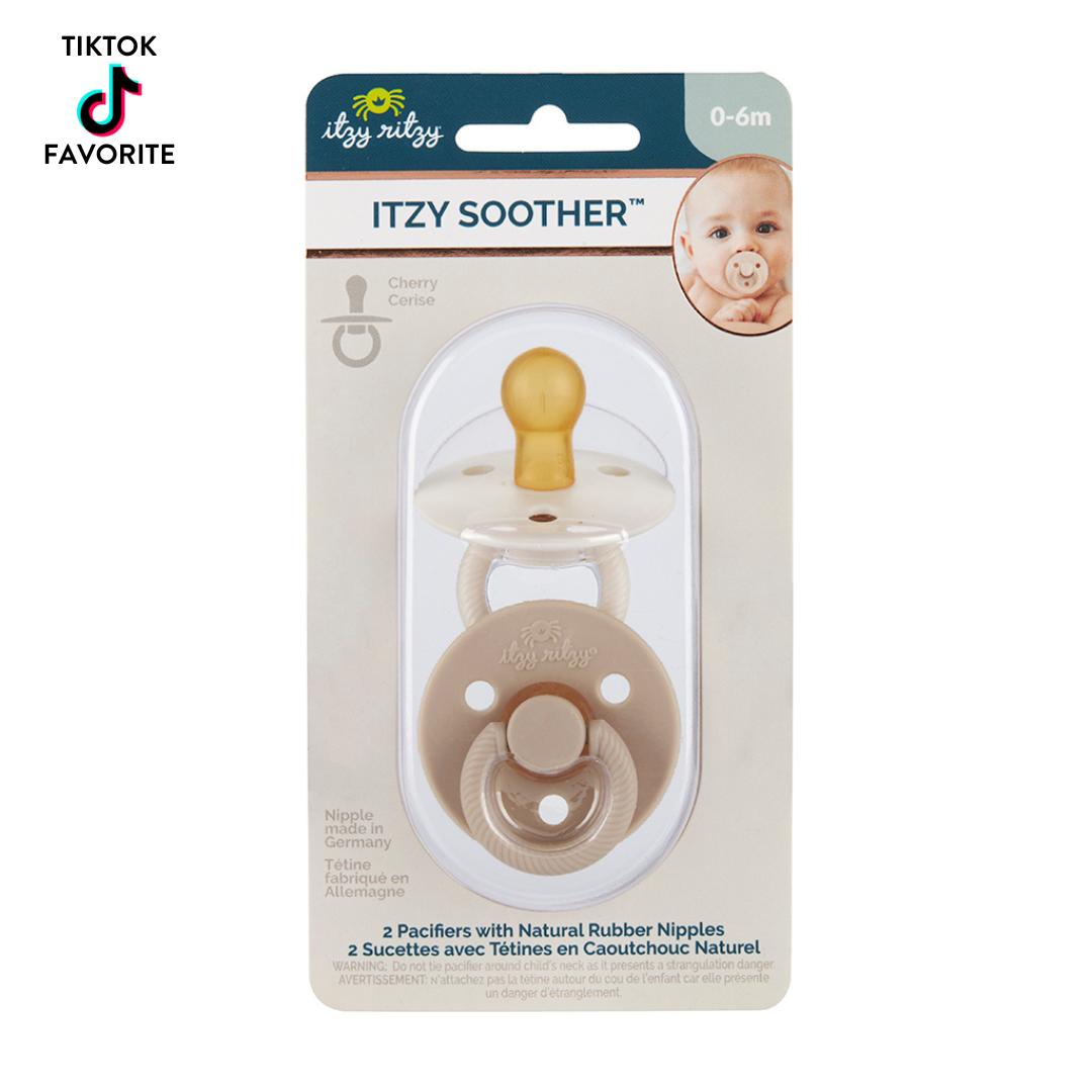 Itzy Soother, Natural Rubber Paci Set: Coconut + Toast