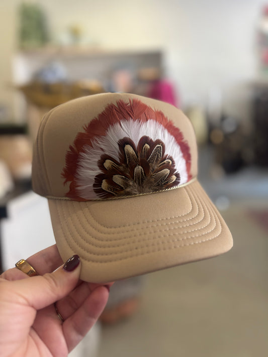 Nude Feather Trucker Hat