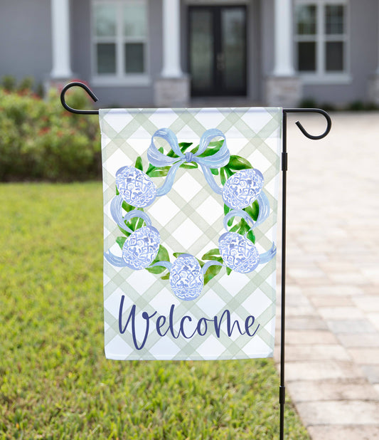 Easter Egg Wreath, Garden Flag