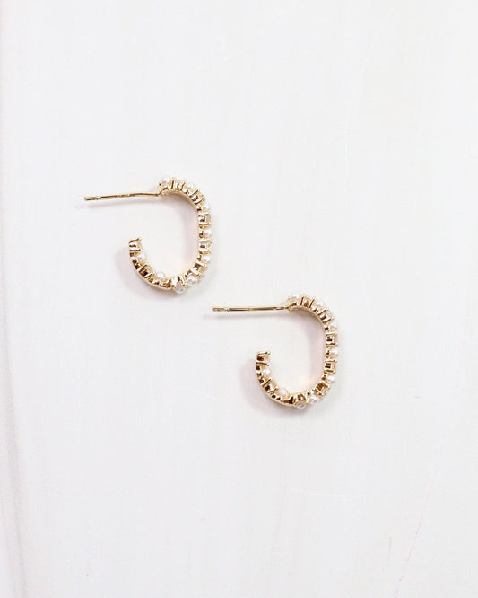 Emory Pearl and CZ Hoop Earring, Gold
